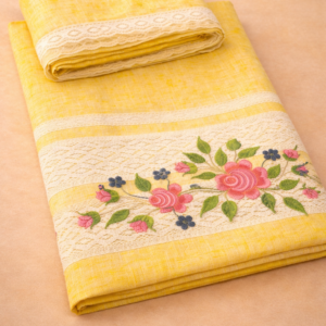 Pure cotton suit with shuttle centre flower