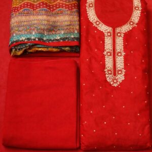 Bandhani Duppatta With Silk Neckline