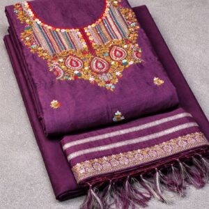 Kanta work in silk suit