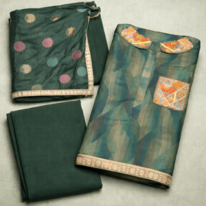 Collar with pocket organza printed fabric