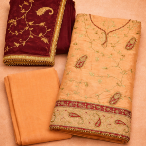 Crape suit with velvet dupatta