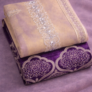 Shimmer silk with velvet work