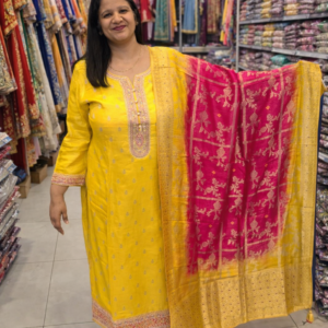 Haldiyellow banarsi suit