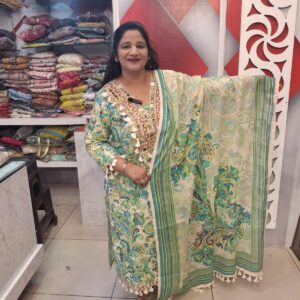 Mal Cotton Printed with Mirror and shifli Work